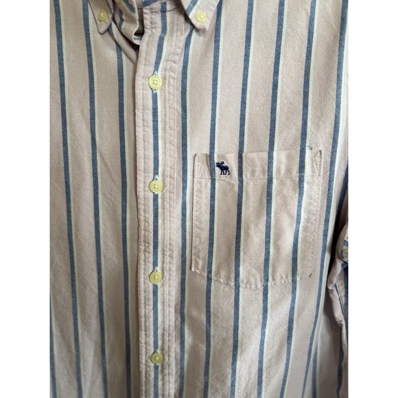 Vintage Abercrombie Men's Button Down Striped Muscle Shirt-Medium-Preppy-Y2K - Picture 2 of 6